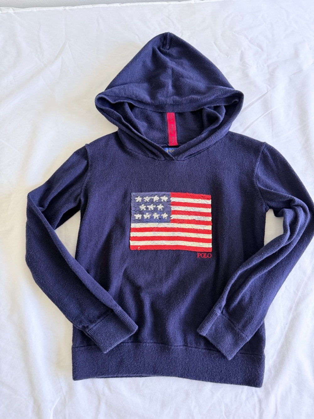 Polo Ralph Lauren Navy Hoodie with American Flag